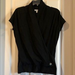 Black faux-wrap top